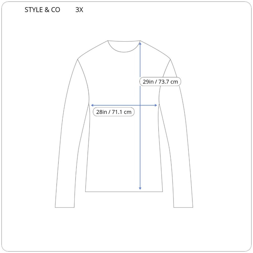 Style & Co Womens Top 3X Plus Long Elastic Sleeves Pullover Sheer FLO147E - Picture 2 of 8
